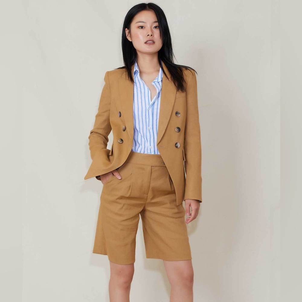Veronica Beard Camel Double-Breasted Blazer